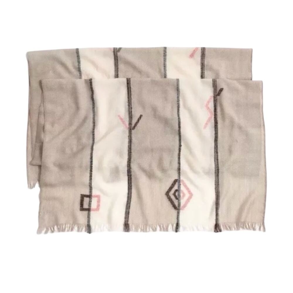 NEW MADEWELL women's Geometric Patterned Scarf neutral beige tones